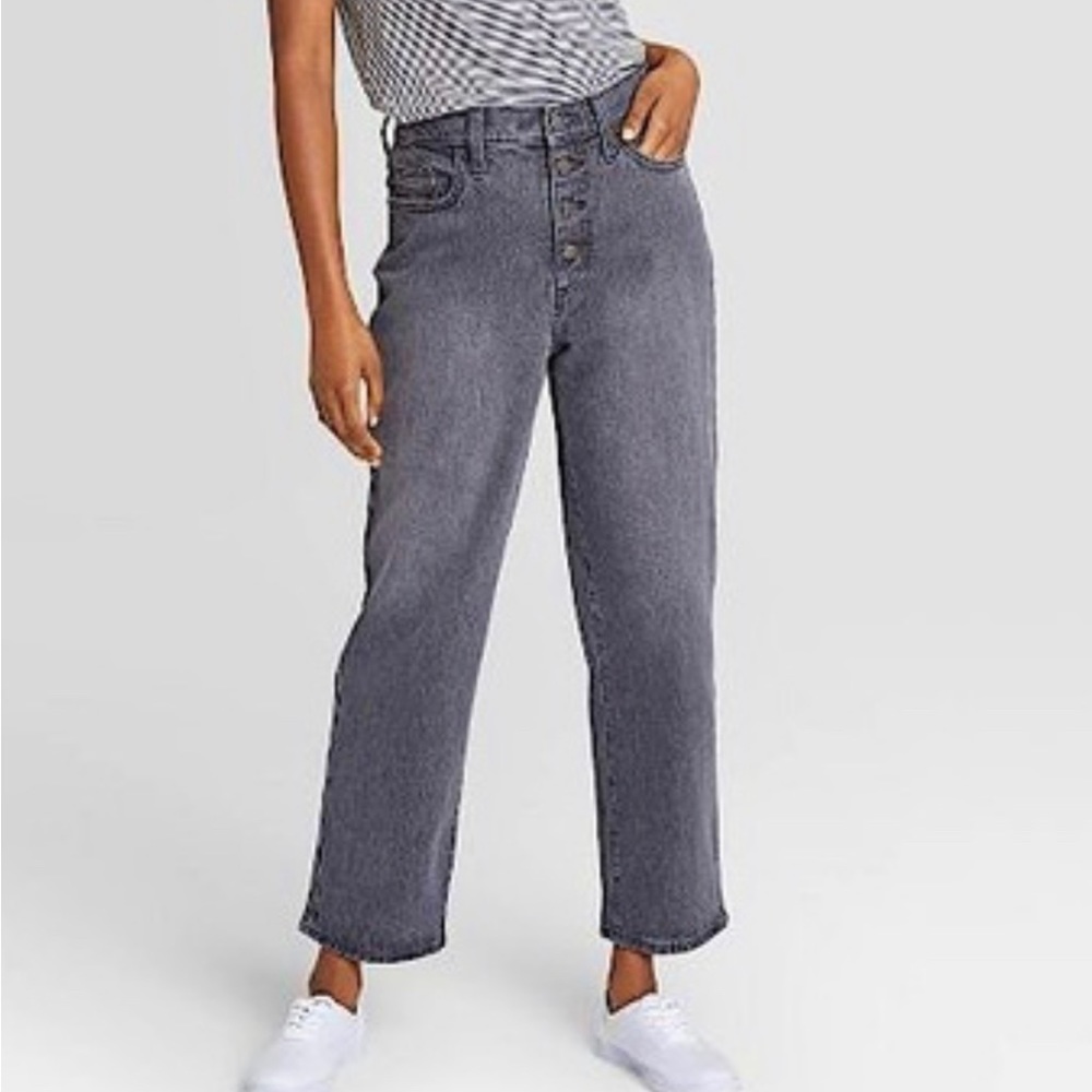 Straight Leg Grey Washed Jeans